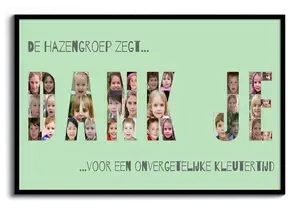 Creëer een unieke "Dankje" fotocollage als afscheidscadeau voor leraren of kleuterschool!