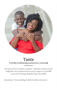 Ontwerp je persoonlijke 'Tante' definitieposter met liefdevolle tekst