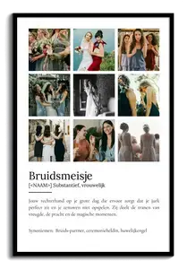 Maak je eigen Bruidsmeisje Definitiesposter als persoonlijk cadeau!
