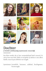 Creëer jouw persoonlijke dochter definitie poster: voeg foto 's en tekst toe!