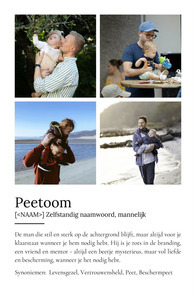Creëer jouw unieke peetoom-definitieposter met persoonlijke foto's