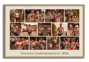 Maak je bedrijvenloop fotocollage met teamfoto's en eigen tekst