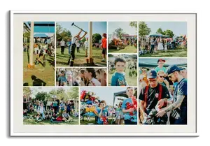 Maak je verenigingsfeest fotocollage met naam, evenement en datum