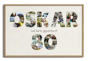 Maak je eigen foto-verjaardagscollage met naam en persoonlijke boodschap