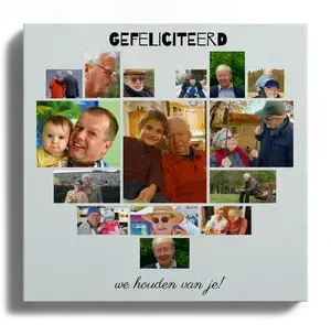 Creëer een hartcollage voor dierbaren als uniek verjaardagsgeschenk. Pas zelf aan!