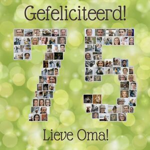 Cijfer 75 fotocollage voor oma – ontwerp nu je persoonlijke verjaardagscadeau Cijfer 75 fotocollage voor oma – ontwerp nu je persoonlijke verjaardagscadeau