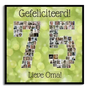 Cijfer 75 fotocollage voor oma – ontwerp nu je persoonlijke verjaardagscadeau