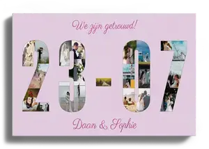 Trouwdatum fotocollage canvas - personaliseer met jullie foto's & namen