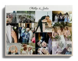 Creëer jouw unieke trouwcollage: Gepersonaliseerde fotocollage op canvas voor thuis