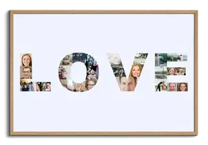 Creëer je eigen "LOVE" fotocollage voor een uniek huwelijkscadeau