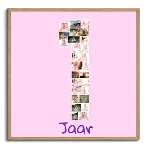Creëer jouw unieke collage 1e verjaardag met foto's en tekst