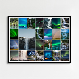 Natuur-fotocollage printen: ontwerp nu jouw premium noorderlicht, watervallen, regenbogen
