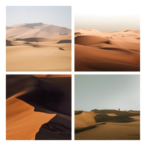Fotocollage natuur: woestijnduinen, gletsjers & ijsgrotten – ontwerp jouw premium print