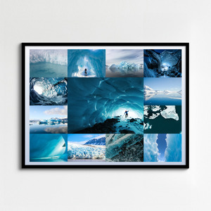 Fotocollage natuur: woestijnduinen, gletsjers & ijsgrotten – ontwerp jouw premium print