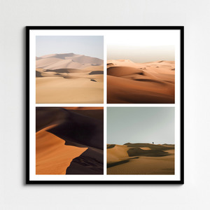 Fotocollage natuur: woestijnduinen, gletsjers & ijsgrotten – ontwerp jouw premium print