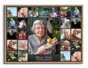 Creëer je persoonlijke herdenkingscollage met 24 foto’s en tekst
