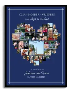 Creëer je persoonlijke herinnering: Hartvormige gedenkcollage op premium canvas