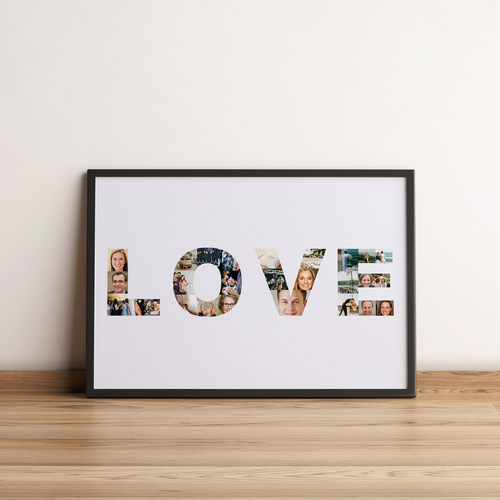 Creëer je eigen "LOVE" fotocollage voor een uniek huwelijkscadeau