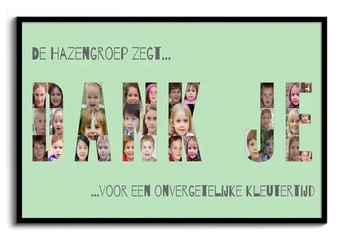 Creëer een unieke "Dankje" fotocollage als afscheidscadeau voor leraren of kleuterschool!