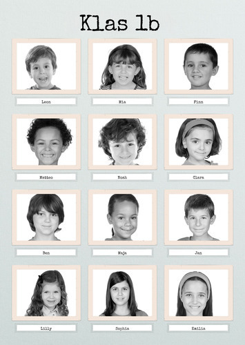 Maak zelf retro zwart-wit collage! Perfect voor schoolklas of kindergroep herinneringen.