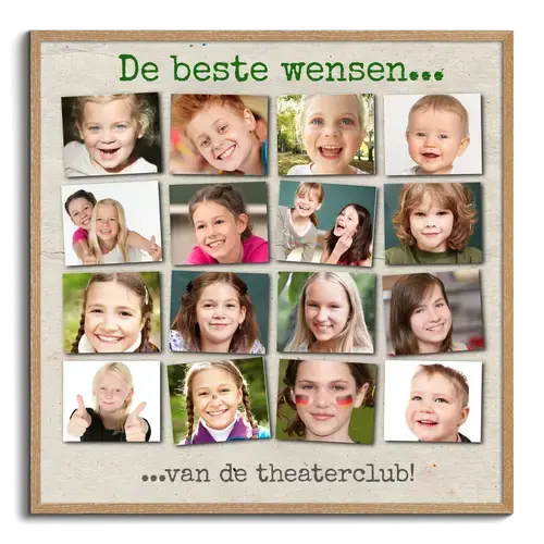 Groepsfoto met kinderbeelden als fotocollage maken afscheidscadeau juf