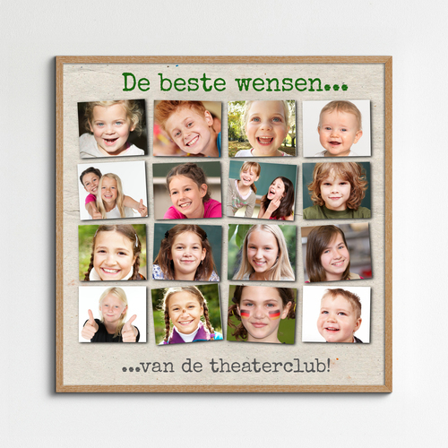 Groepsfoto met kinderbeelden als fotocollage maken afscheidscadeau juf