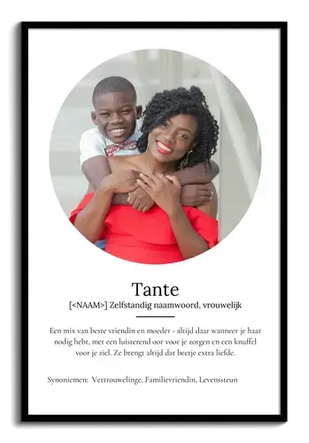 Ontwerp je persoonlijke 'Tante' definitieposter met liefdevolle tekst