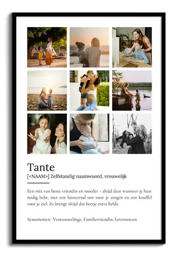 Ontwerp je persoonlijke 'Tante' definitieposter met liefdevolle tekst