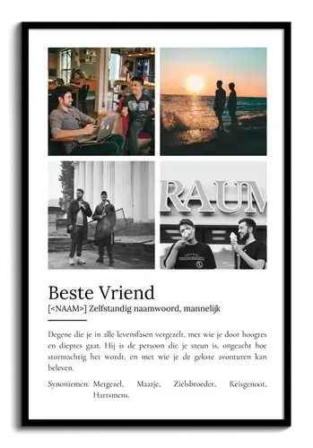 Personaliseerbaar Poster 'Beste Vriend' met jouw foto's en unieke definitie!