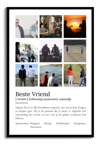 Personaliseerbaar Poster 'Beste Vriend' met jouw foto's en unieke definitie!