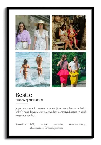 Ontwerp je persoonlijke Bestie-definitieposter met foto's en aanpassingen