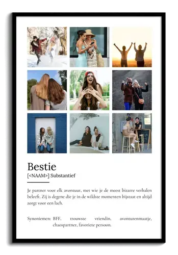 Ontwerp je persoonlijke Bestie-definitieposter met foto's en aanpassingen