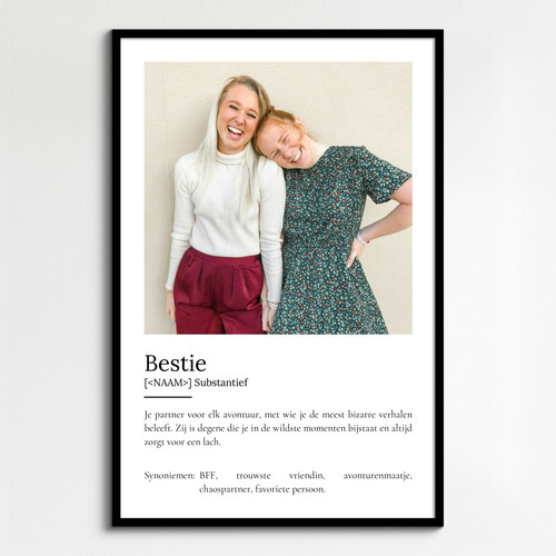 Ontwerp je persoonlijke Bestie-definitieposter met foto's en aanpassingen