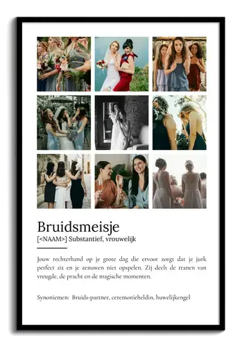 Maak je eigen Bruidsmeisje Definitiesposter als persoonlijk cadeau!