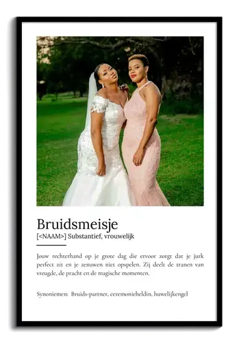 Maak je eigen Bruidsmeisje Definitiesposter als persoonlijk cadeau!