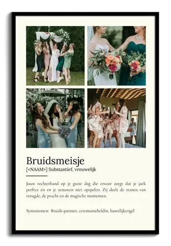 Maak je eigen Bruidsmeisje Definitiesposter als persoonlijk cadeau!
