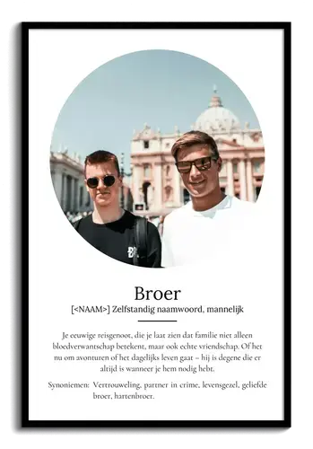 Maak je eigen gepersonaliseerd Bruder definitieposter met foto als uniek cadeau!