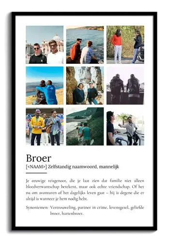 Maak je eigen gepersonaliseerd Bruder definitieposter met foto als uniek cadeau!