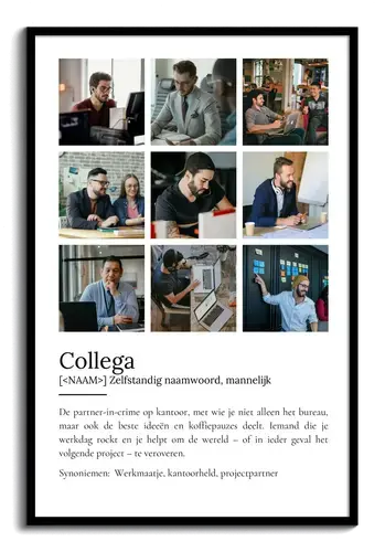 Maak jouw unieke 'Collega'-Definitie Poster: Personaliseer foto en tekst!
