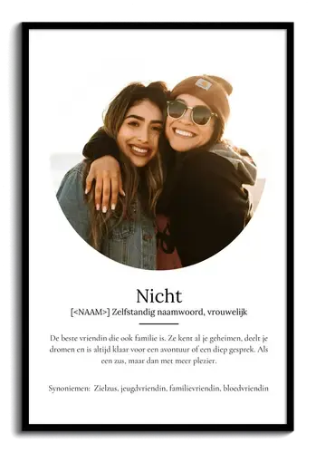 Personaliseer jouw "Cousine" Duden-stijl poster met eigen foto's!