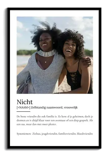 Personaliseer jouw "Cousine" Duden-stijl poster met eigen foto's!