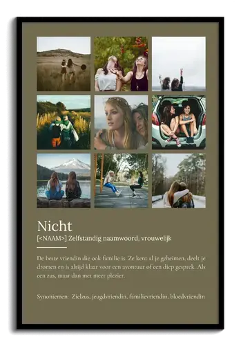 Personaliseer jouw "Cousine" Duden-stijl poster met eigen foto's!