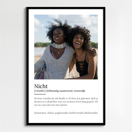 Personaliseer jouw "Cousine" Duden-stijl poster met eigen foto's!