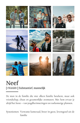 Ontwerp je persoonlijke neef-definitieposter met eigen foto's