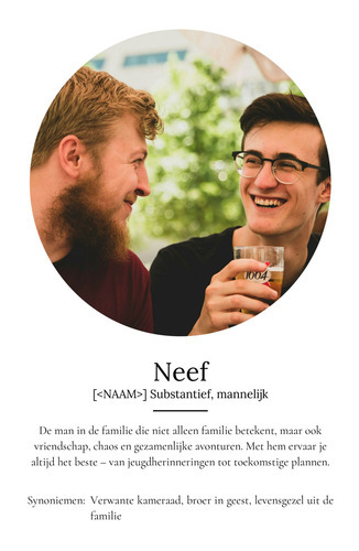 Ontwerp je persoonlijke neef-definitieposter met eigen foto's