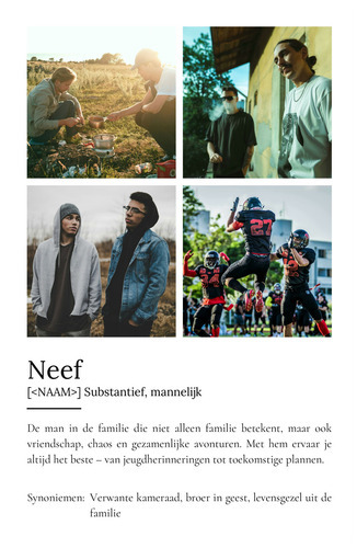 Ontwerp je persoonlijke neef-definitieposter met eigen foto's