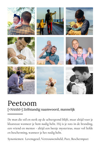 Creëer jouw unieke peetoom-definitieposter met persoonlijke foto's