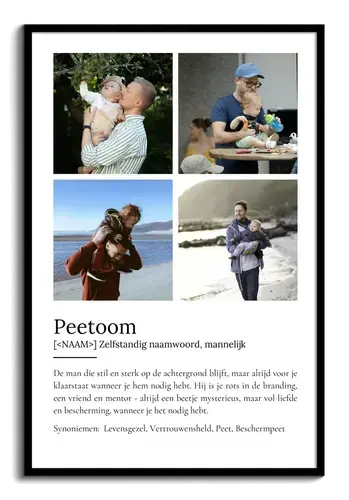 Creëer jouw unieke peetoom-definitieposter met persoonlijke foto's