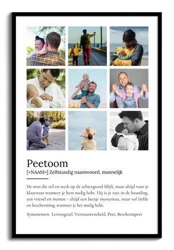 Creëer jouw unieke peetoom-definitieposter met persoonlijke foto's