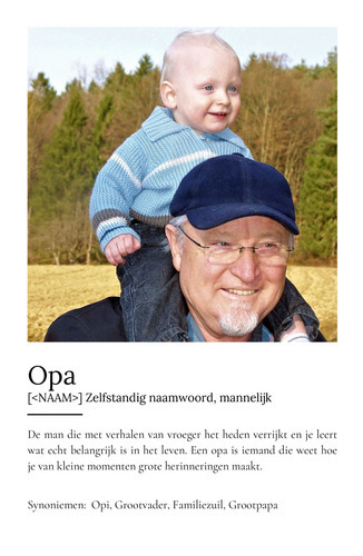 Creëer jouw eigen 'Opa' Duden-stijl poster met persoonlijke foto en tekst!